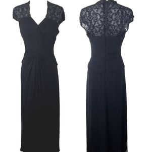 Tadashi Silk Maxi Lace Evening Sequin Beaded Dress